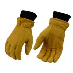 Milwaukee Leather Men’s Deerskin Leather Gloves – Yellow, Soft Lined, Elastic Wrist – MG7541