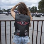 Event Leather ELL4900 Women’s ‘Love to Ride’ Black Leather Motorcycle Patched Embroidered Vests with Side Laces - Image 2