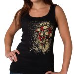 Hot Leathers GLF2028 ‘Skull Bouquet’ Ladies Boy Beater Black Tank Top Shirt