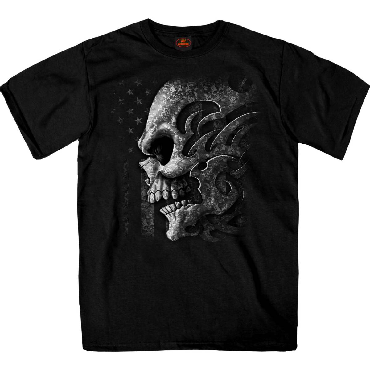 Hot Leathers GMS1547 Men’s Black SS Tribal Skull Printed T-Shirt