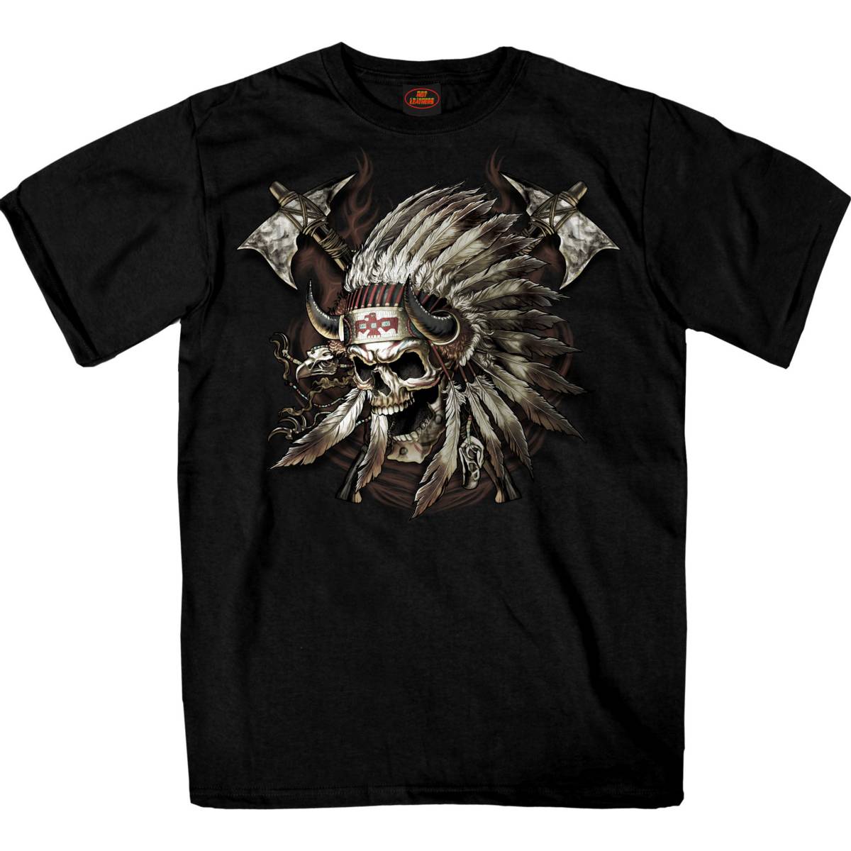 Hot Leathers GMS1550 Men’s Black SS JP Indian Chief Skull Printed T-Shirt