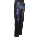 Milwaukee Leather Women’s Leather Motorcycle Chaps w/ Embroidery Detail, Adjustable Fit Riding Gear – LKL16702