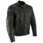 Milwaukee Leather LKM7005 Men’s Premium Black Leather Racer Style Motorcycle Jacket with CE Armor