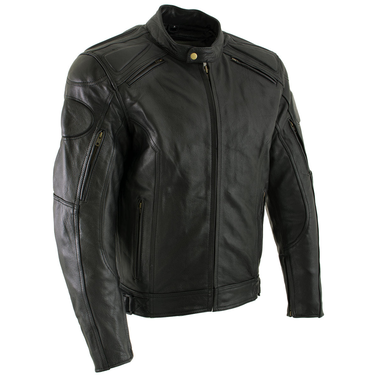 Milwaukee Leather LKM7005 Men’s Premium Black Leather Racer Style Motorcycle Jacket with CE Armor