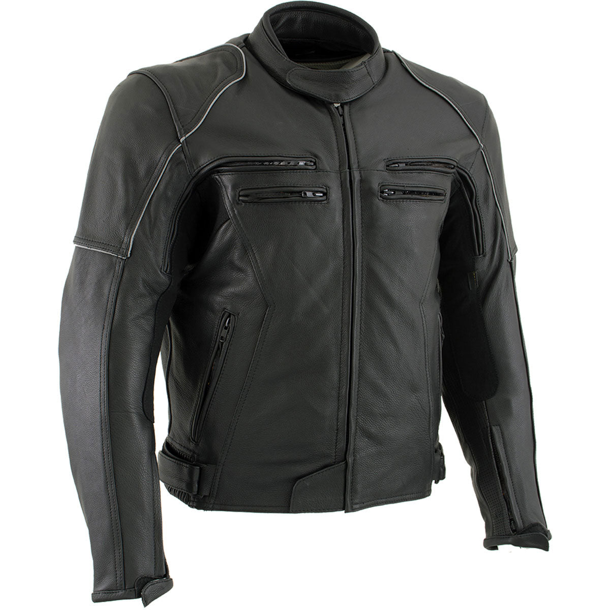 Milwaukee Leather LKM17013 Men’s Premium Black Advanced Leather Motorcycle Jacket w/ CE Armor Protection