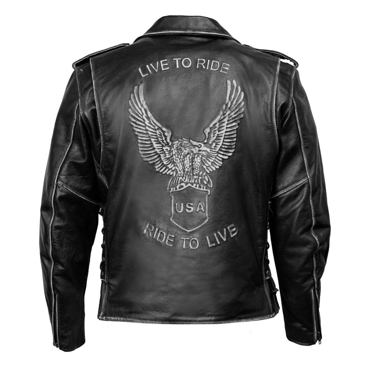 Milwaukee Leather Men’s Live to Ride Classic Black Premium Leather CE Armored Motorcycle Jacket – Side Lace – LKM1706
