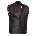 Milwaukee Leather LKM3782 Men’s Classic Black Premium Leather Motorcycle Vest with USA Flag Liner