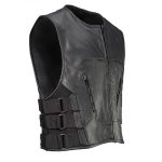 Milwaukee Leather LKM3786 Men’s Swat Style Black Leather Motorcycle Riders Vest w/ Adjustable Side Velcro