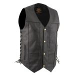 Milwaukee leather LKM3787 Men’s Classic Side Laced Black Leather Motorcycle Rider Biker Vest w/ Ten Pockets