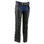 Milwaukee Leather LKM5725 Women’s Braided Black Premium Leather Motorcycle Rider Chaps