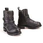 Milwaukee Leather Women’s Premium Black Leather Double Strap Motorcycle Riding Boots MBL9307