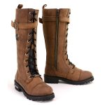 Milwaukee Leather Women’s Brown Leather 14″ Tall Motorcycle Lace-Up High-Rise Boots MBL9358