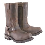 Milwaukee Leather Men’s Classic 11-Inch Dark Brown Leather Harness Square Toe Motorcycle Boots MBM9062