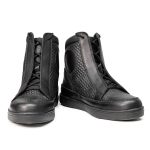 Milwaukee Leather Men’s Black Leather Diamond Patterned Reinforced Street Biker Riding Shoes w/ Ankle Support – MBM9104