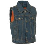 Milwaukee Leather MDK3910 Blue Unisex-Child Kids Denim Snap Front Vest with Shirt Style Collar
