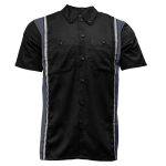Milwaukee Motorcycle Clothing Co. Men’s Blk/Grey Mechanic Work Shirt – w / Reflective Strip, Rider‑Built MDM11608