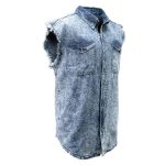 Milwaukee Leather MDM11684 Men’s Classic Light Blue Button-Down Cut Off Frayed Sleeveless Casual Shirt - Image 7