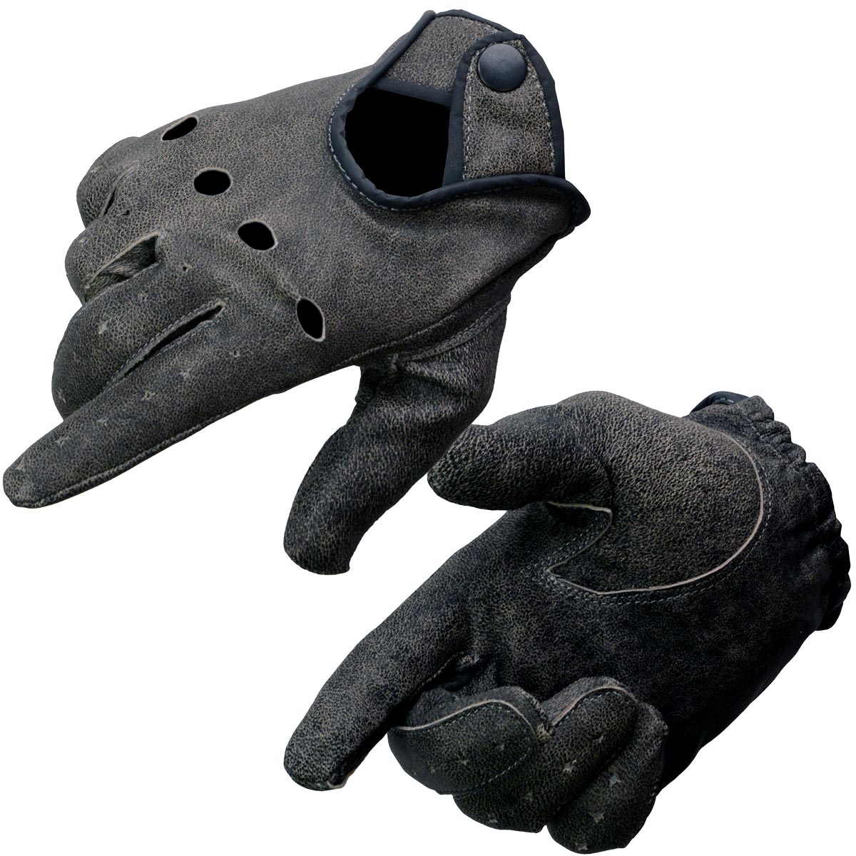 Milwaukee Leather MG7507 Men’s Grey Perforated Leather Full Finger Motorcycle Hand Gloves W/ Breathable ‘Open Knuckle’