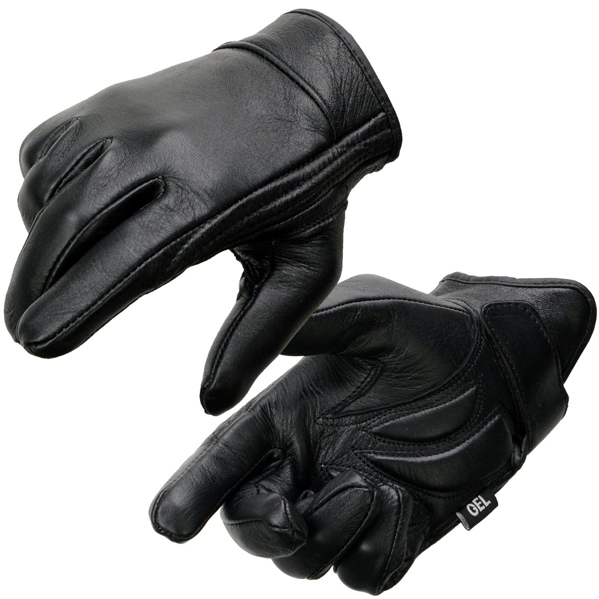 Milwaukee Leather MG7510 Men’s Black Leather Gel Padded Palm Short Wrist Motorcycle Hand Gloves W/ ‘Full Panel Cover’