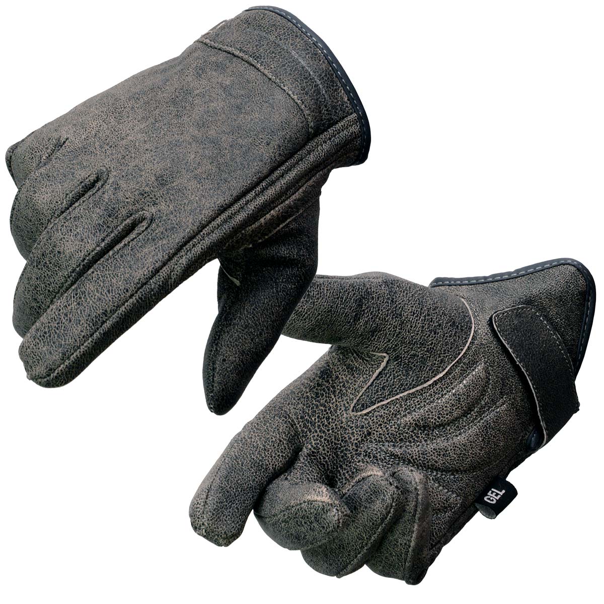 Milwaukee Leather MG7511 Men’s Grey Leather Gel Padded Palm Short Wrist Motorcycle Hand Gloves W/ ‘Full Panel Cover’
