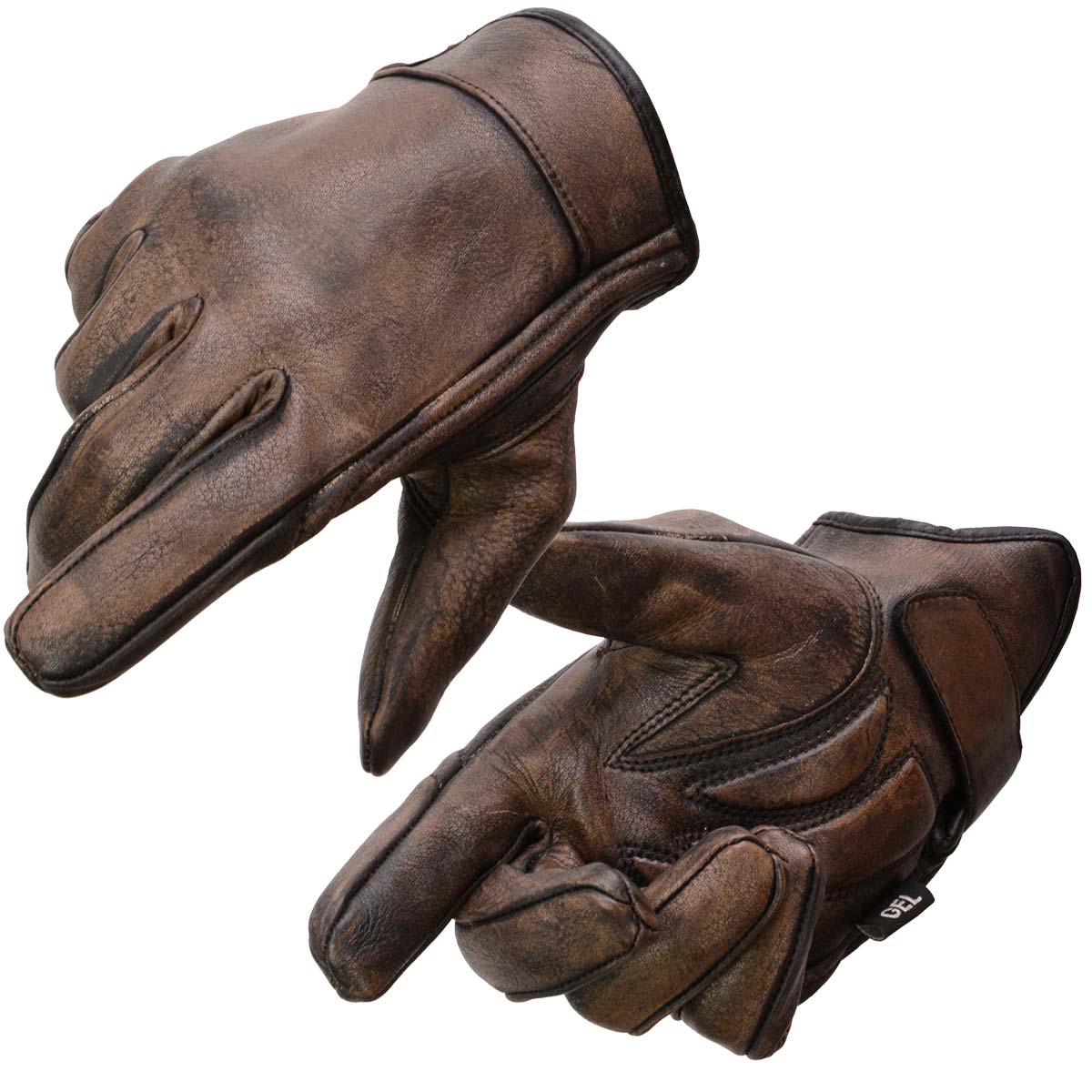 Milwaukee Leather MG7512 Men’s Brown Leather Gel Padded Palm Short Wrist Motorcycle Hand Gloves W/ ‘Full Panel Cover’