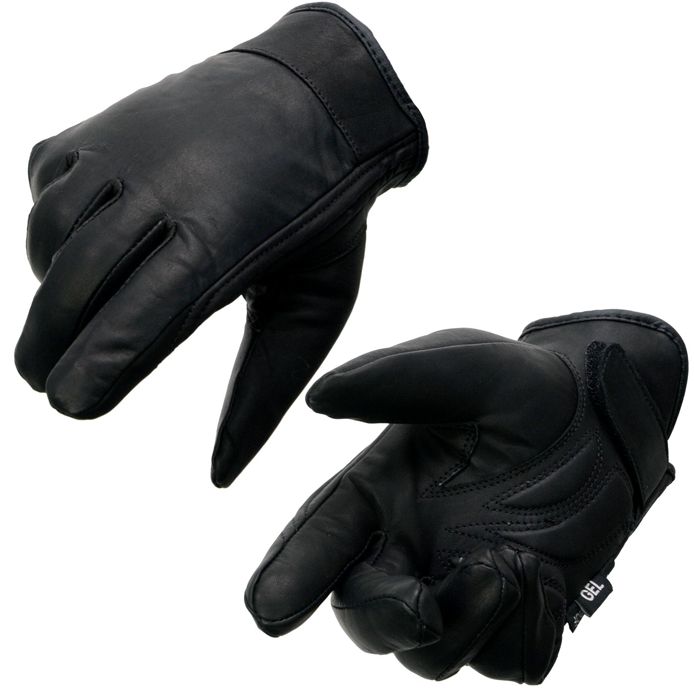 Milwaukee Leather MG7522 Men’s Black Leather Waterproof Cruiser Motorcycle Hand Gloves W/ Gel Padded Palm
