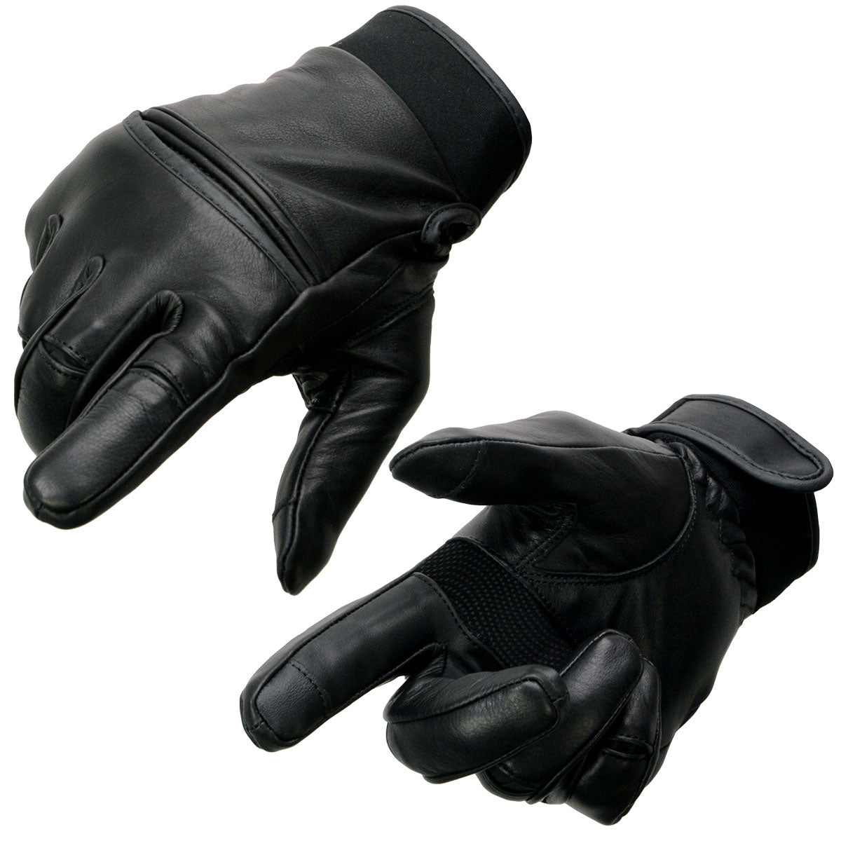 Milwaukee Leather MG7525 Men’s Black Leather i-Touch Screen Compatible Gel Palm Motorcycle Hand Gloves W/ Flex Knuckle