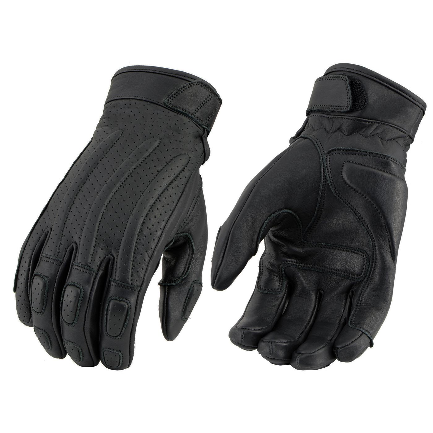 Milwaukee Leather MG7526 Men’s Black Leather i-Touch Screen Compatible Gel Palm Racer Motorcycle Gloves w/ Finger Protection