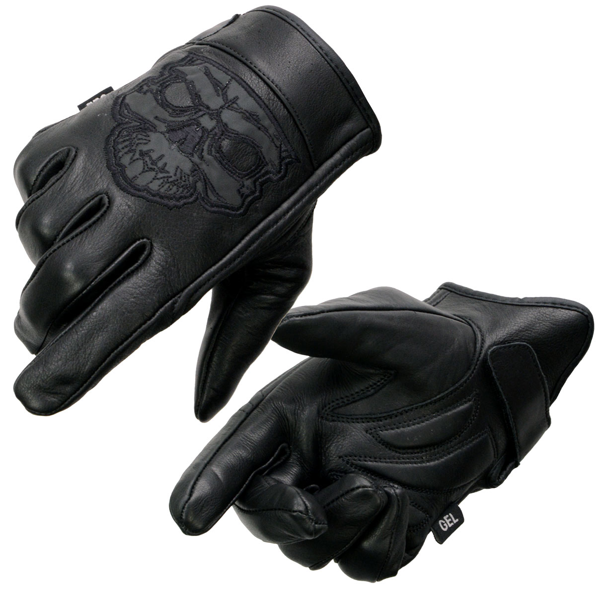 Milwaukee Leather MG7571 Men’s Black ‘Col-Tec’ Leather ‘Reflective Skull’ Motorcycle Hand Gloves W/ Gel Padded Palm