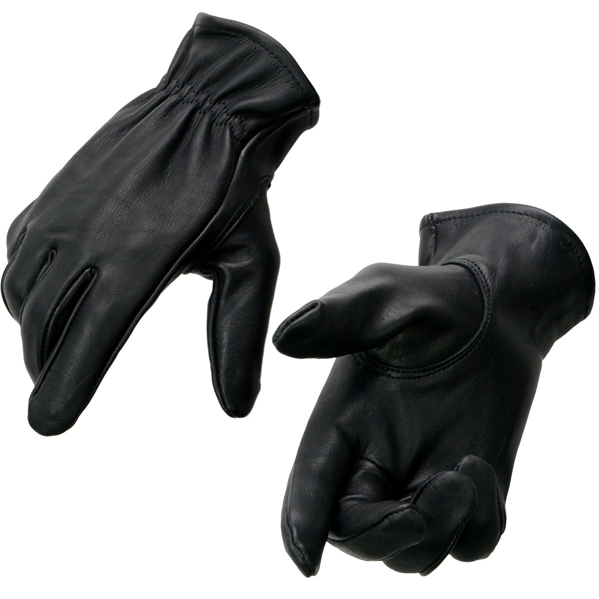 Milwaukee Leather MG7595 Men’s Black Deerskin Unlined Motorcycle Gloves w/ Cinch Wrist Closure