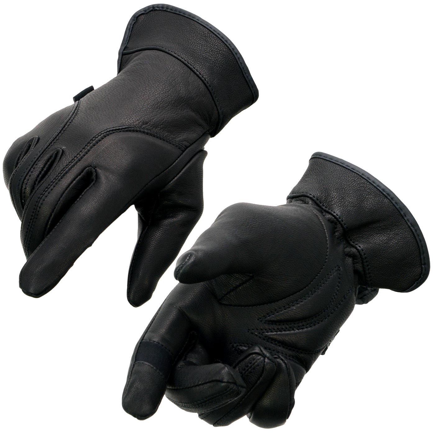 Milwaukee Leather MG7700 Women’s Black Leather Gel Palm Lightweight Motorcycle Hand Gloves W/ Open Wrist Expansion