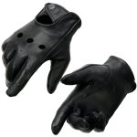 Milwaukee Leather MG7720 Women’s Black Perforated Deer Skin Leather Motorcycle Gloves w/ Breathable Open Knuckle