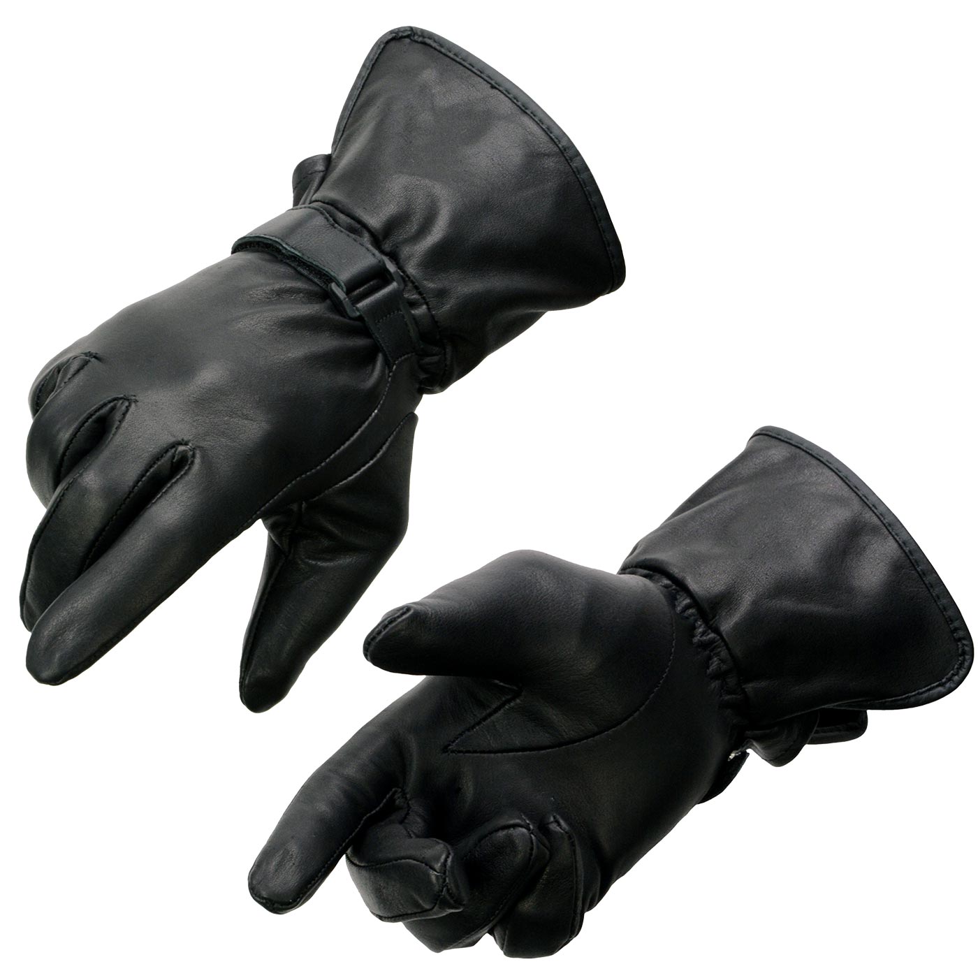 Milwaukee Leather MG7725 Women’s Black Leather Gauntlet Motorcycle Gloves w/ Wrist Strap Closure