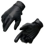 Milwaukee Leather MG7760 Women’s Black Leather Gel Palm Lightweight Motorcycle Hand Gloves W/ Stylish ‘Wrist Detailing’