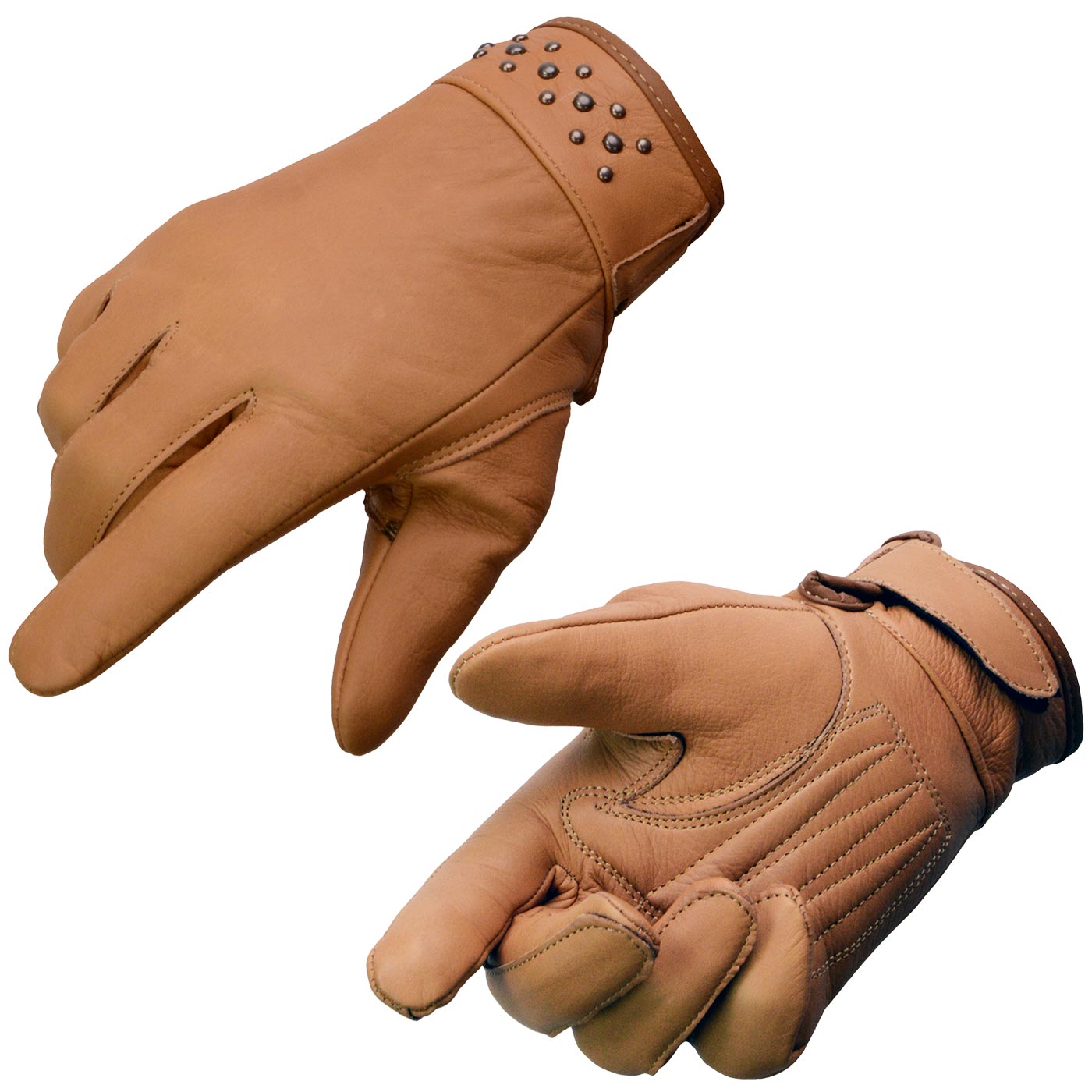 Milwaukee Leather MG7760 Women’s Saddle Leather Gel Palm Lightweight Motorcycle Hand Gloves W/ Stylish ‘Wrist Detailing’