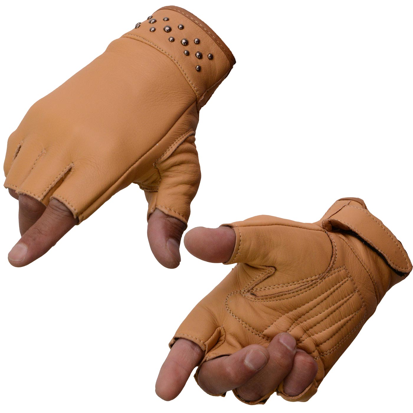 Milwaukee Leather MG7761 Women’s Saddle Leather Gel Palm Fingerless Motorcycle Hand Gloves W/ Stylish ‘Wrist Detailing’
