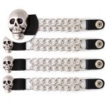 Milwaukee Leather Skull Head Medallion Vest Extender – Double Chrome Chains Genuine Leather 6.5″ Extension 4-PCS MLA6019SET