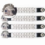 Milwaukee Leather US Military Vet Medallion Vest Extender – Double Chrome Chains Genuine Leather 6.5″ Extension 4-PCS MLA6023SET