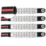 Milwaukee Leather Thin Red Line Medallion Vest Extender – Double Chrome Chains Genuine Leather 6.5″ Extension 4-PCS MLA6028SET