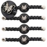 Milwaukee Leather Spark Medallion Vest Extender Genuine Leather Braided Strap 6.5″ Extension 4-PCS MLA6068SET