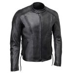 Milwaukee Leather USA MADE MLJKM5002 Men’s Black Air Stream Vented Premium Leather Motorcycle Jacket with Side Laces