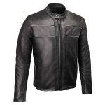 Milwaukee Leather USA MADE MLJKM5003 Men’s Black Echo Premium Leather Motorcycle Jacket with Reflective Piping