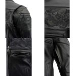 Milwaukee Leather MLM1500 Men’s Crossover Black Leather Scooter Jacket with Reflective Skulls - Image 11