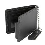 Milwaukee Leather MLW7810 Men’s Black Leather Whip Stitch Bi-Fold Biker Wallet with Steel Chain