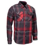 MMCC Scorpion Men’s Red Black White Plaid Flannel Shirt – 100% Cotton Long Sleeve Button-Up – MMC11601