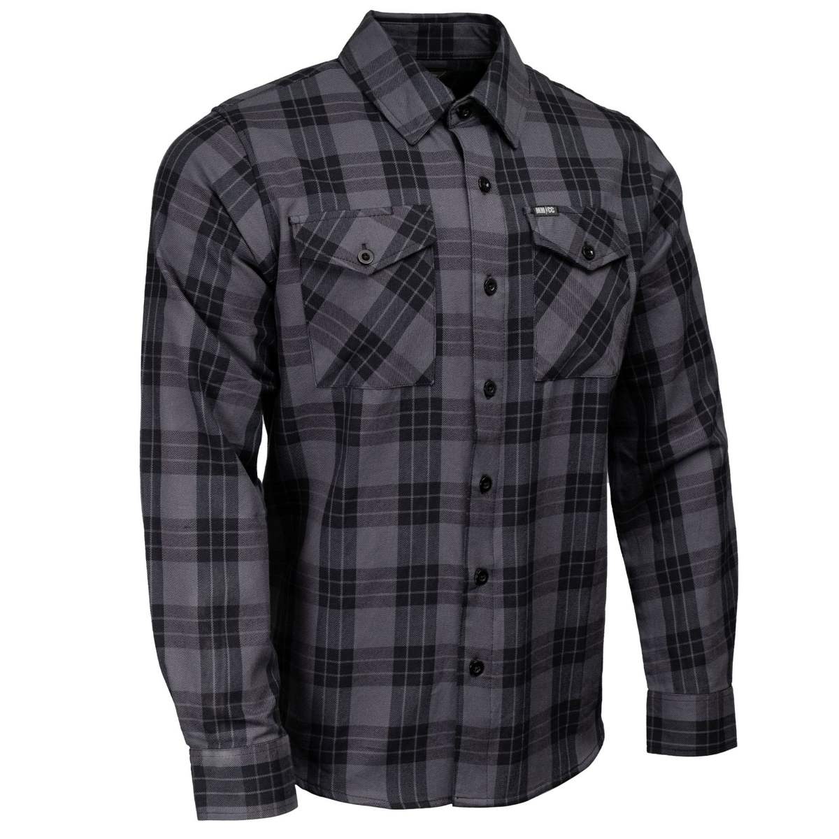 MMCC Men’s Smoke Screen Grey Black Plaid Flannel Shirt – 100% Cotton with Microfiber Wipe Panel – MMC11607
