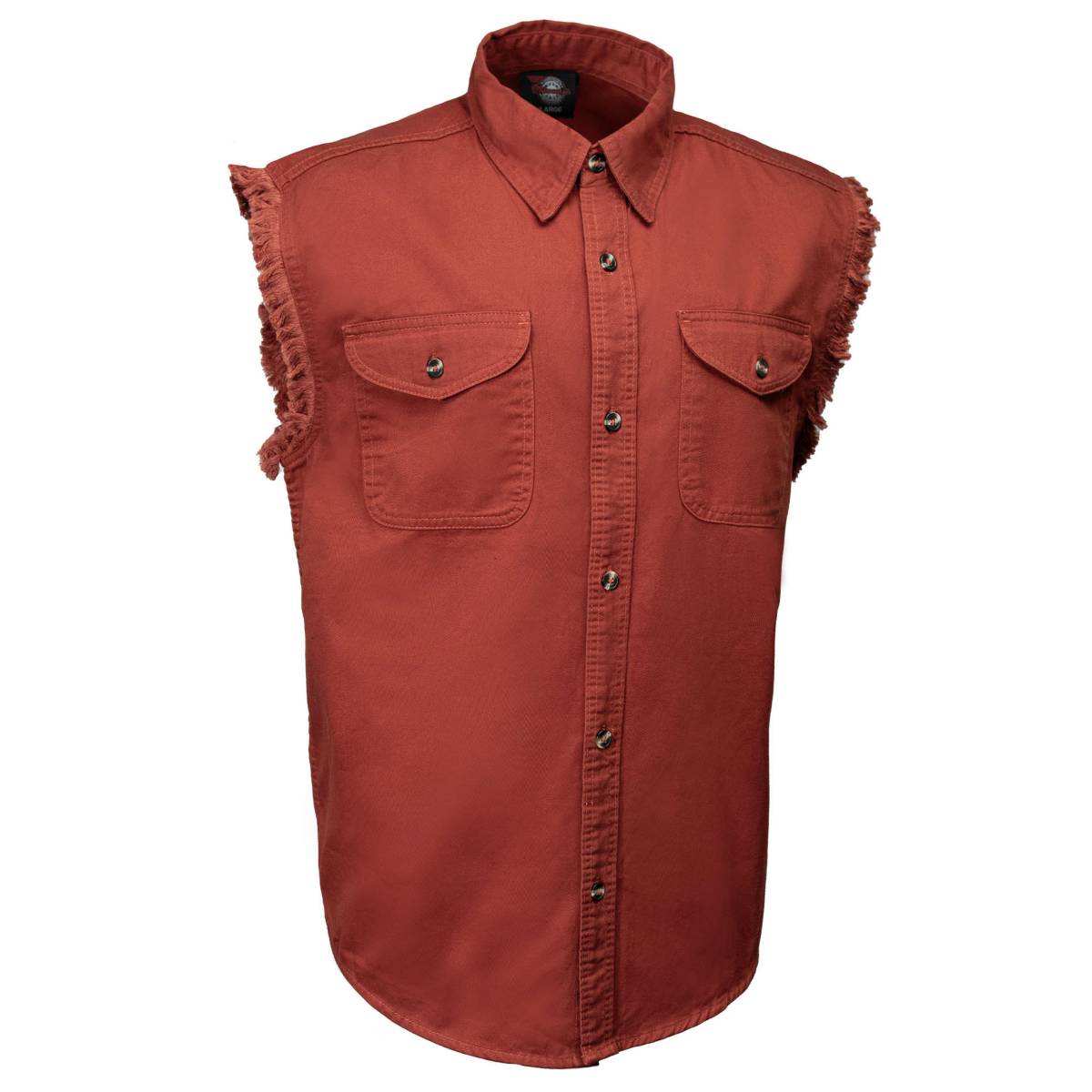 MMCC Men’s Rustline Sleeveless Cut-Off Work Shirt – 100% Cotton, Dual Chest Pockets, Button Front – MMC16015