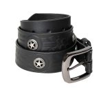 Milwaukee Leather Men’s Frontier Star Black Leather Belt with Western Star Emblems  – 1.5 Inch Biker Belt – MP7135
