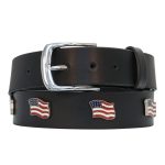 Milwaukee Leather Men’s Freedom Line Black Leather Belt with USA Flag Emblems – 1.5 Inch – MPM7140