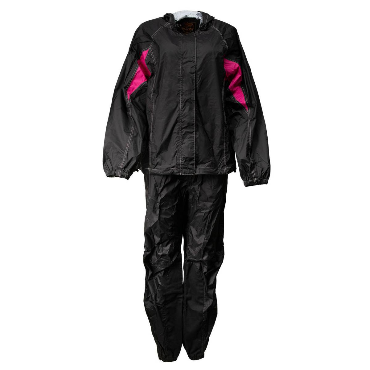 Milwaukee Leather MPL9607 Women’s Black and Fuchsia Water Resistant Rain Suit w/ Reflective Material and Hoodie